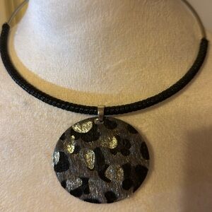 Black & Silver pendant on leather wrapped silver choker bought new